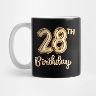 28th Birthday Gifts - Party Balloons Gold Mug